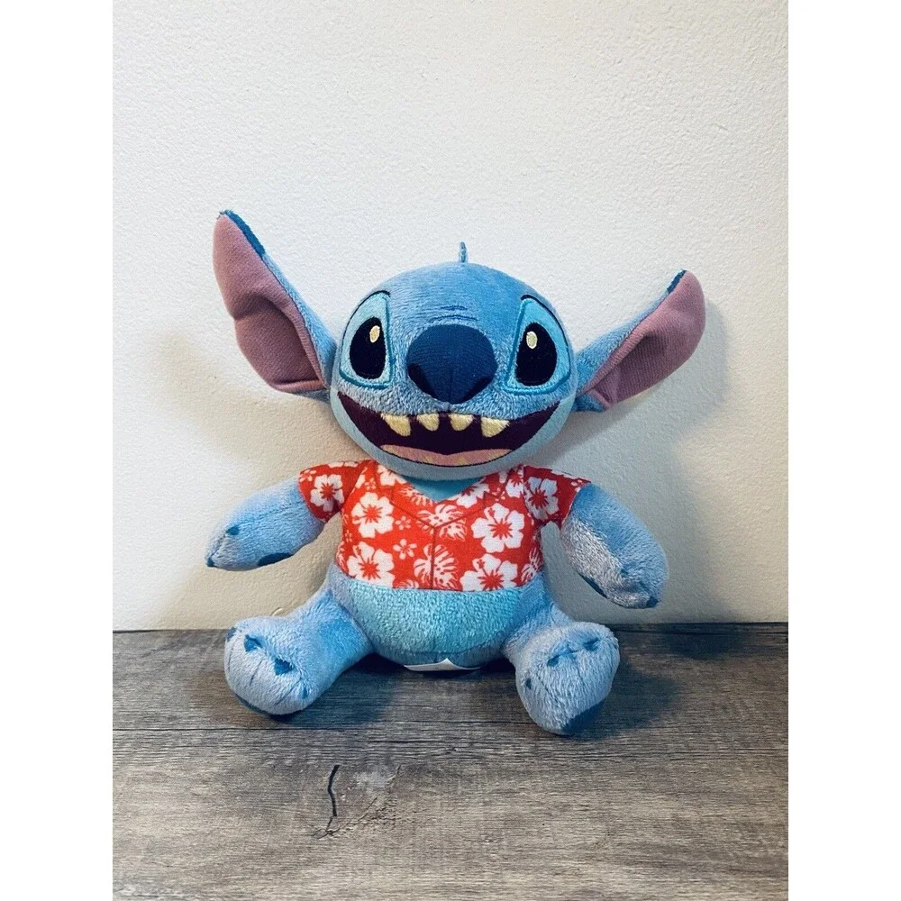 Disney Stitch Plush Stuffed Animal Red Hawaiian Shirt Sitting Small